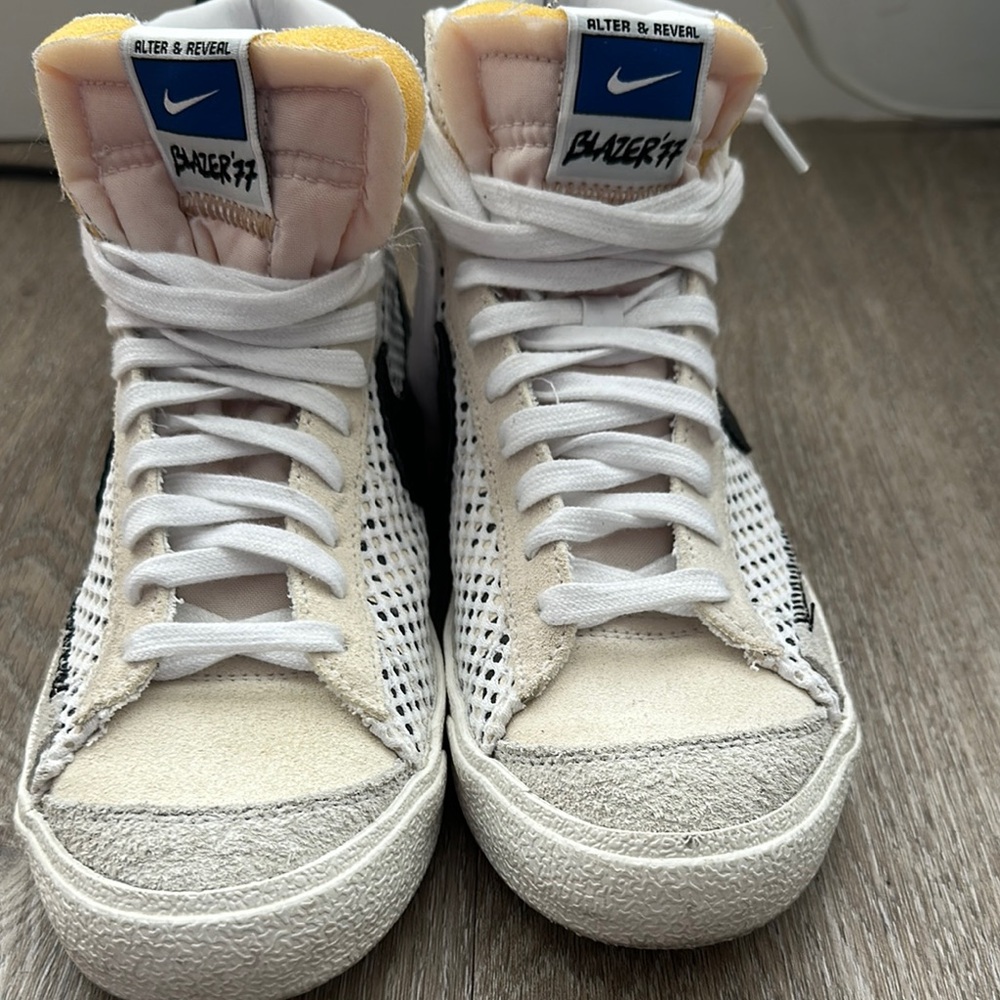 Nike Blazer 77 Mesh High-Tops in White and Cream